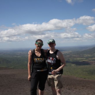 Nathaniel and I pose for a photo at the top of Cerro Negro. Photo: Our fellow boarder Josh