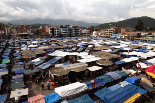 An overall image of the central portion of Otavalo's Saturday market. Photo: Alex Washburn
